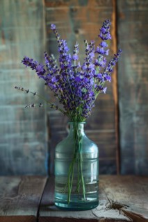 Lavender flowers (Lavendula) in a vase in a rustic, rural ambience, AI generated, AI generated, AI