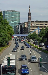 Europe, Germany, Hamburg, Altstadt, Willy-Brandt-Str., View to the shipping company Hamburg Süd and