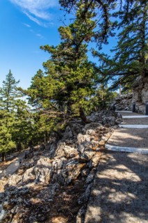 Long climb up the stairs to Tsambika Monastery, pilgrimage site for children with spectacular