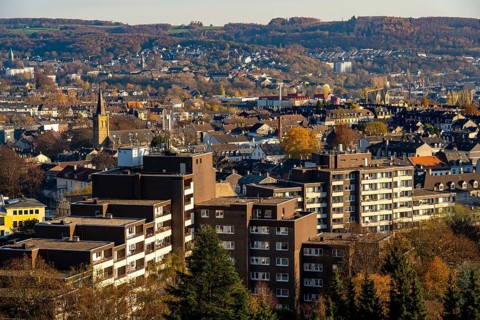 View over Wuppertal-Oberbarmen, eastern district of Wuppertal, North Rhine-Westphalia, Germany,