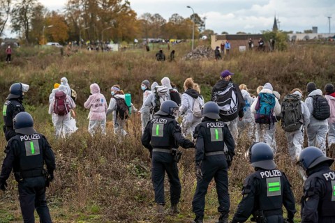 Protest action against the demolition of the village of Lützerath in the Rhenish lignite mining