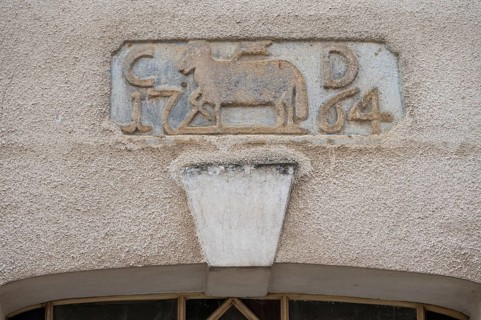 Relief on the former Lamm Inn from 1764, Betzenstein, Upper Franconia, Bavaria, Germany, Europe