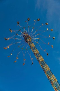 Kettenflieger Bayern Tower, chain carousel in motion, Oktoberfest, Festwiese, Theresienwiese,