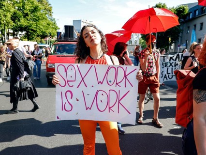Sex workers demonstrate against the Prostitutes Protection Act on International Whores' Day. They