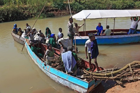 Ahamra region, at the boat landing stage to the waterfalls of the Blue Nile, in the highlands of