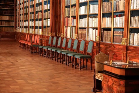 In the monastery library, the library hall in the Strahov Praemonstratensian Monastery, Prague,
