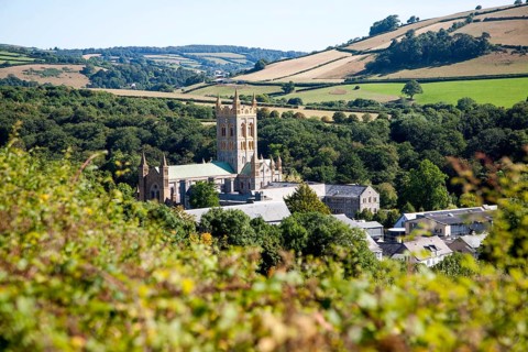 Benedictine monastery church of Buckfast Abbey, Buckfastleigh, Devon, England, United Kingdom,