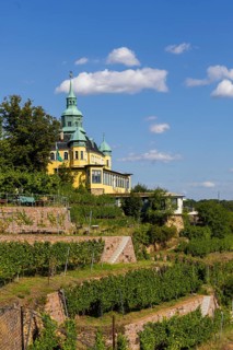 Weingut am Goldenen Wagen. The Spitzhaus is a former summer residence in the Saxon town of Radebeul