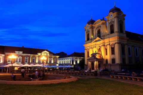 Banat, Timisoara, Timisoara, Old Town, Catholic Cathedral at Piata Unirii, Unification Square,