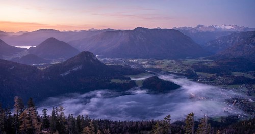 View from Mount Loser to Lake Altaussee, Altaussee, Bad Aussee, Tressenstein, Zinken, Dachstein