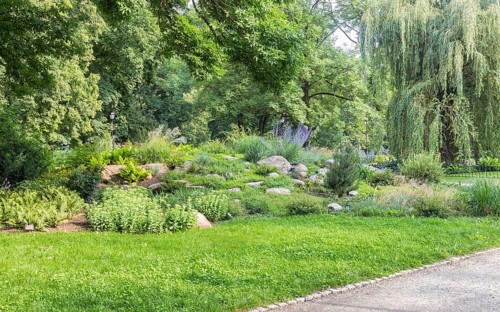 Bernardine Gardens park in the center of Vilnius, Lithuania, Europe