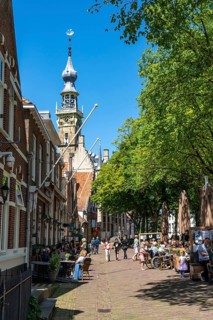The town of Veere, province of Zeeland, the old town hall, market square, cafés and shops, old town