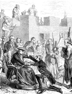 Arrival of Crown Prince Frederick at his father King Frederick William I, King in a wheelchair,