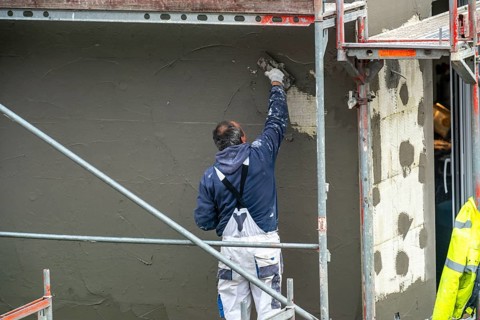 Building site, thermal insulation, external insulation, facade insulation, insulated facade of a