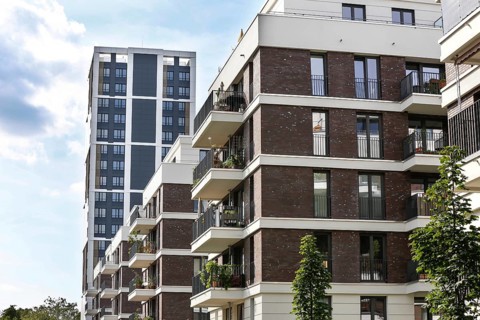 New development district with 600 newly built flats in the St. Marien residential park in Berlin's