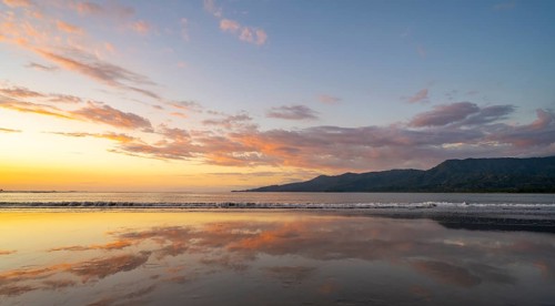 Evening mood, low tide on the beach, Marino Ballena National Park, Puntarenas Province, Osa, Costa