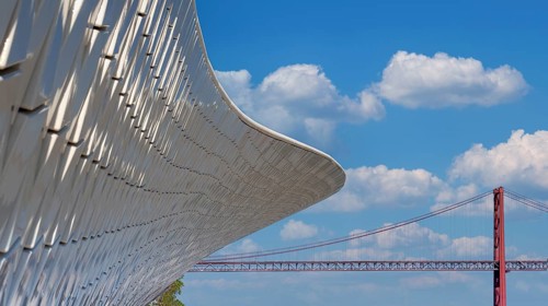 Lisbon, Portugal-10 July, 2020: Lisbon, Landmark suspension 25 of April bridge