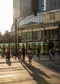 Road traffic at Willy Brandt Platz in Frankfurt am Main, Hesse, Germany, Europe