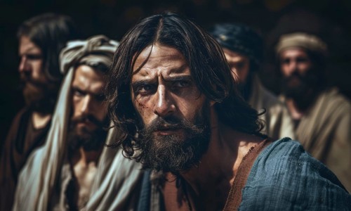 Judas Iscariot plotting to betray Jesus and his disciples. Concept of greediness and betrayal, AI