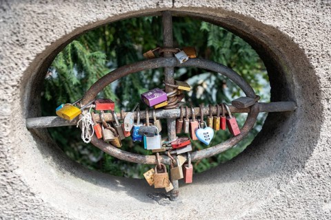 Love locks, Munich, Bavaria, Germany, Europe