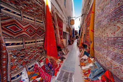 Alley with carpet dealers, carpet, trade, market, dealer, bazaar, offer, colourful, colourful,
