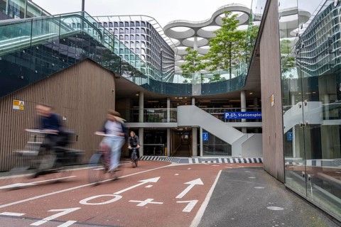 Entrance and exit of the bicycle car park at Utrecht Centraal station, Stationsplein, over 13, 000