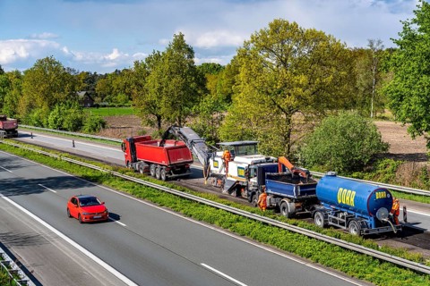 Motorway construction site on the A3 between Hünxe and Emmerich, in both directions, near Rees,