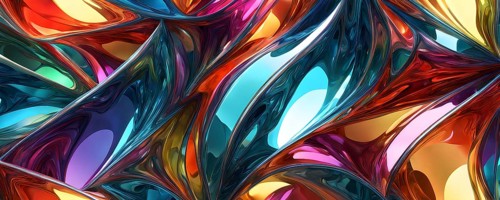 3d rendering of vibrant colored abstract changing glass design in an ornament structure, AI