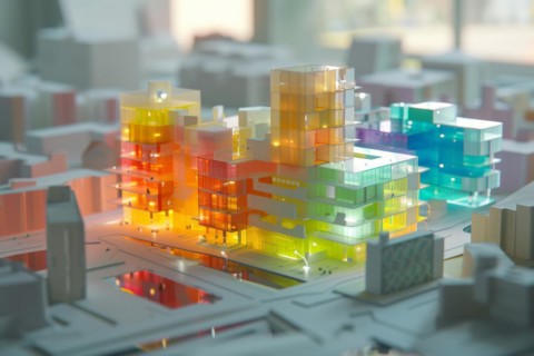 Architectural model made of plastic, illuminated, model making for architecture, design,