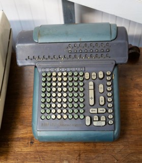 Vintage Marchant Figurematic mechanical calculator adding machine on display at auction, UK