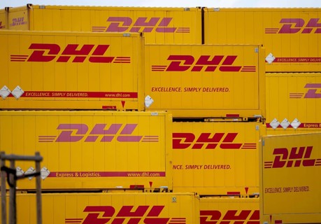 DHL, Deutsche Post, parcel centre, warehouse for freight containers, Krefeld, North