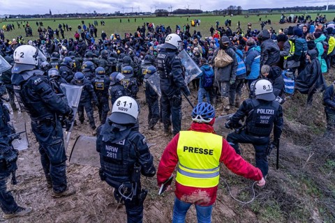 Violent clashes between thousands of demonstrators and the police, after a demonstration against
