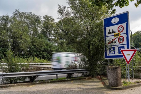 The border crossing Straelen, between Germany and the Netherlands, motorway A40 and A67 in NL,