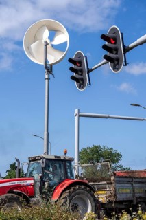 A mini wind power plant in the small Dutch town of Haarlemmermeer supplies the traffic lights at a