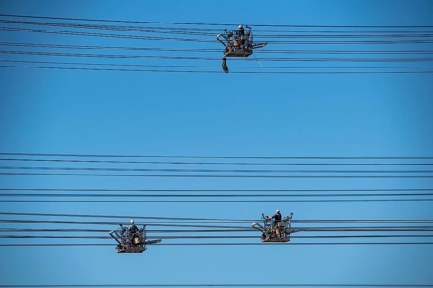 Construction of a new line route, 380 KV extra-high-voltage line between Osterath and Gohr, near