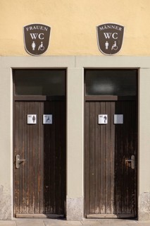Public toilets in the city, Kitzingen, Lower Franconia, Bavaria, Germany, Europe