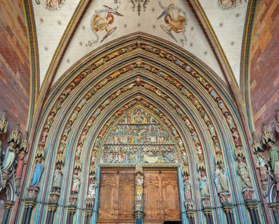 Church, entrance, portal, Freiburg Minster