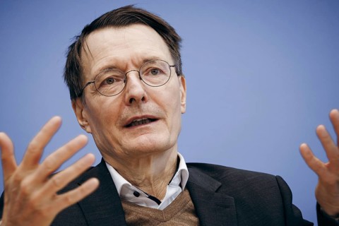 Karl Lauterbach (SPD), Federal Minister of Health, speaking at a federal press conference on the