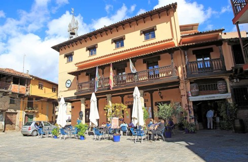 Traditional architecture town hall Ayuntamiento, Garganta la Olla, La Vera, Extremadura, Spain,