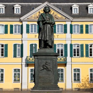 The Beethoven Monument commemorates the famous composer Ludwig van Beethoven on Münsterplatz, Bonn,