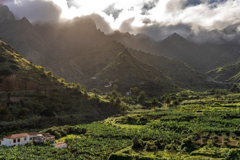 Landscape in the valley of Hermigua, La Gomera, Canary Islands, Spain, Europe