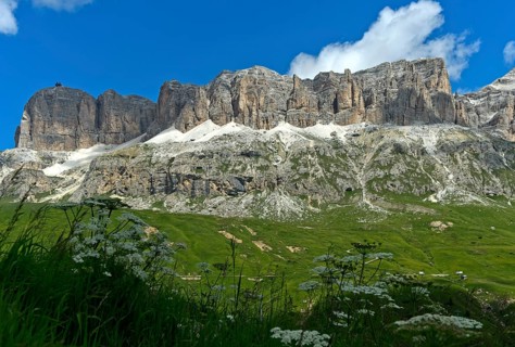 Sella massif, left summit Sass Pordoi, Pordoi Pass, South Tyrol, Trentino-Alto Adige, Italy, Europe