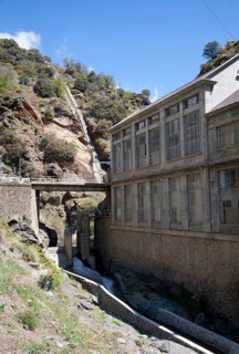 HEP electricity generation River Rio Poqueira gorge valley, High Alpujarras, Sierra Nevada, Granada