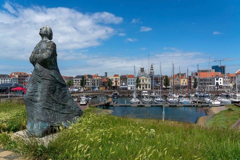 Marina and skyline of Vlissingen, at the mouth of the Westerschelde, in Zeeland, Netherlands