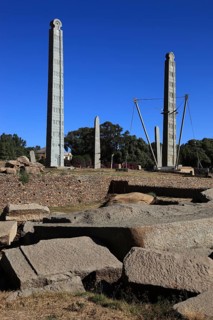 Tigray region, in the stele park of Axum, Aksum, ancient cemetery of the Axumite kings, Ethiopia,