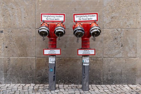 Riser dry. Fire protection at Alexanderplatz in Berlin, Germany, Europe