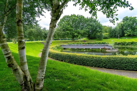 Emscher sewage treatment park, former Läppkes Mühlenbach sewage treatment plant, now a park and