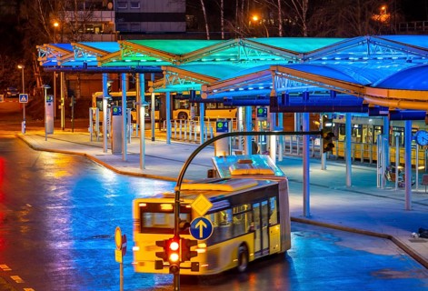 Ruhrbahn trams, at Essen-Steele S-Bahn station, interface between rail transport and tram and bus