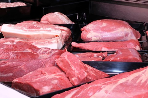 Variation of fine meat products in the butcher's shop