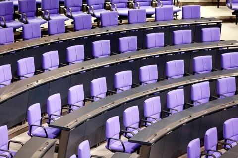 View of the German Bundestag. There are 736 seats for MPs in the 20th German Bundestag. In future,